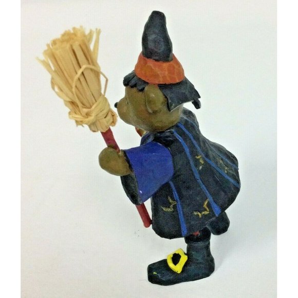 Halloween Teddy Bear Witch Resin Figure Figurine Broom Spells Book Decor 5"  B - Picture 3 of 5